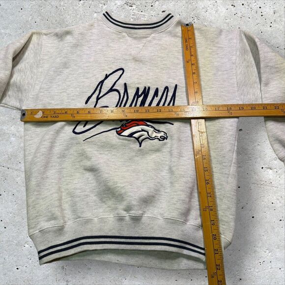 Vtg Denver Broncos Cadre Athletic Youth XL Crewneck Sweatshirt Gray 90s - Picture 9 of 10
